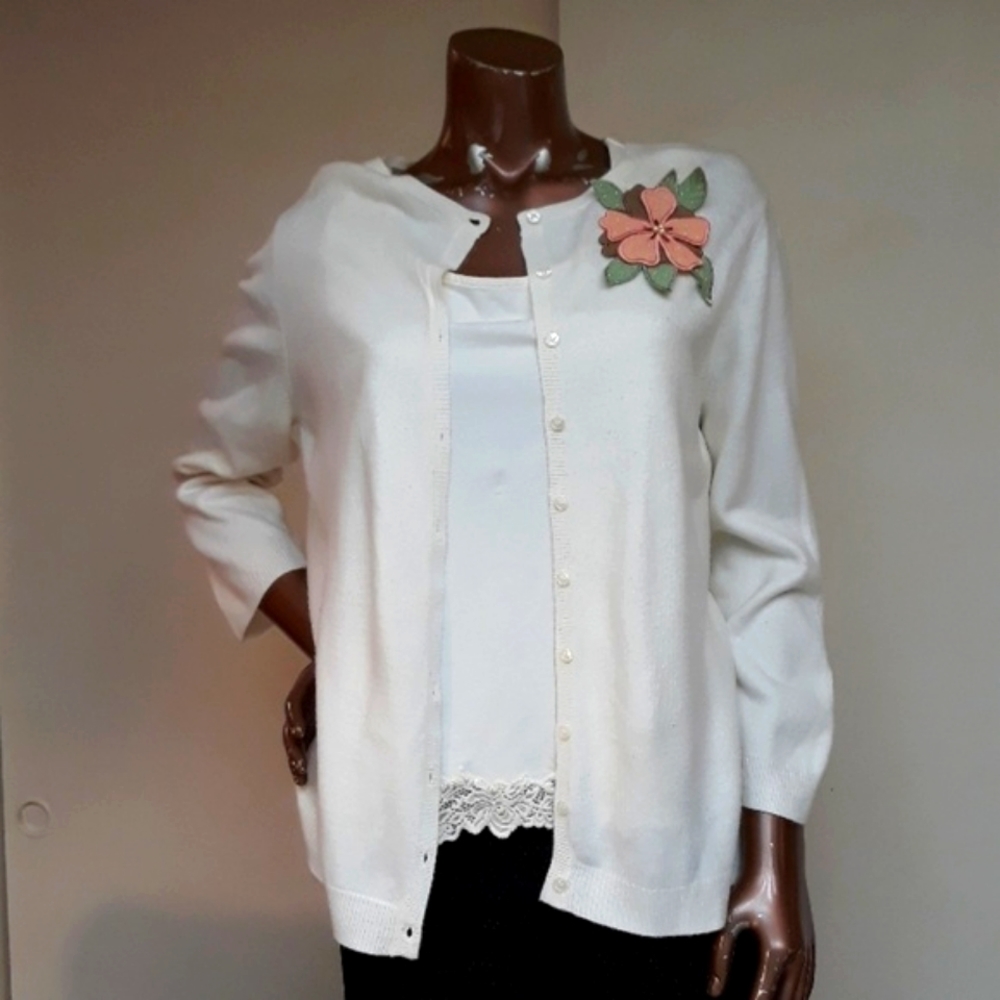 New York & Company  Cardigan w/Fabric Flower